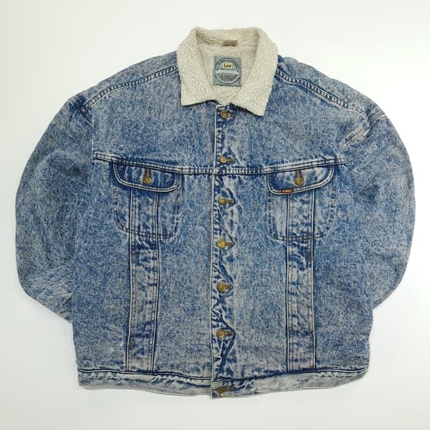 CN963 XL Lee 라이더스 빈티지 애시드워시 셰르파 데님 트러커자켓