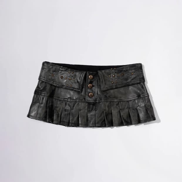 스컬프터 Western Faux Leather Micro Skirt M