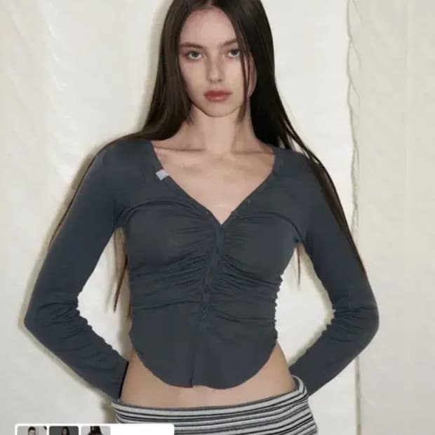 플리즈노팔로우 니나탑 차콜 플노팔