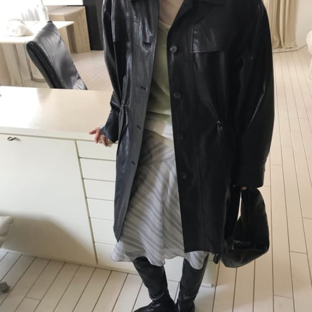 1회착용)도매택 위아(weare)롱 레더코트.레더자켓.가죽코트.가죽자켓