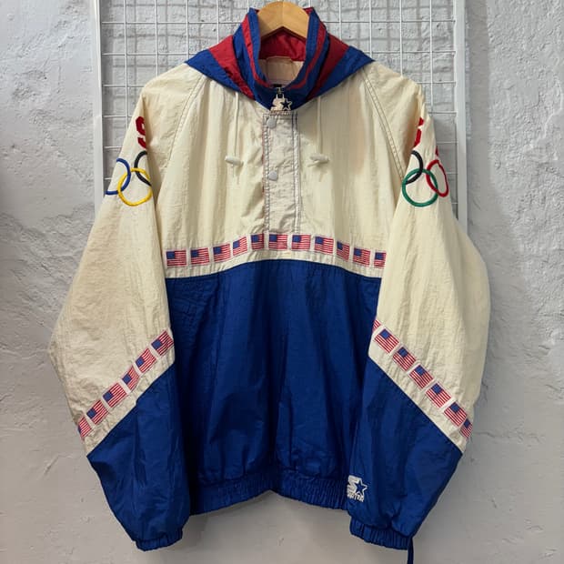 90s 스타터 올드스쿨 빈티지 애틀랜타 올림픽 아노락 자켓 M