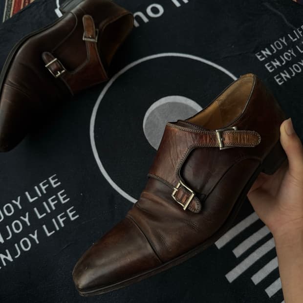 Magnanni 망나니 브라운 레더 더블 몽크 스트랩 슈즈 280