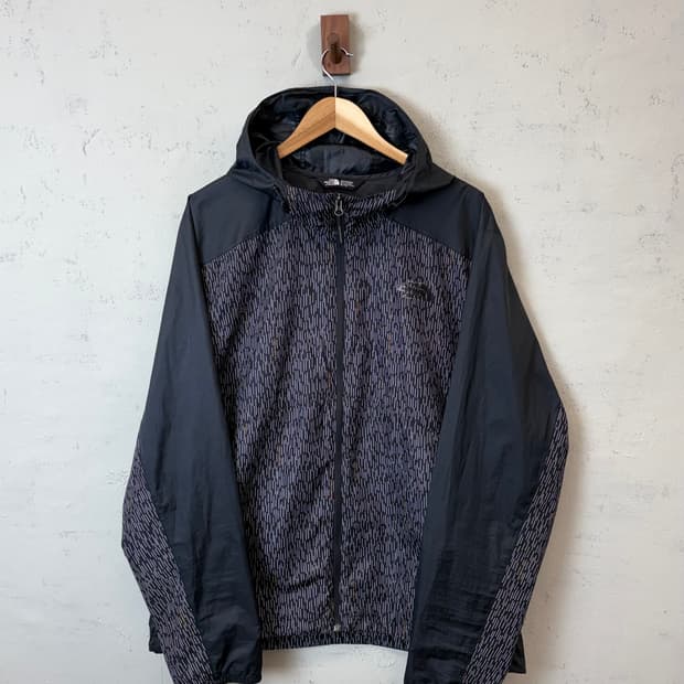 노스페이스 나일론 패턴 바람막이 블랙