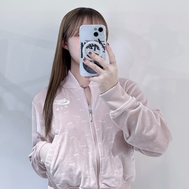 나이키 벨루어 크롭 핑크 트랙탑