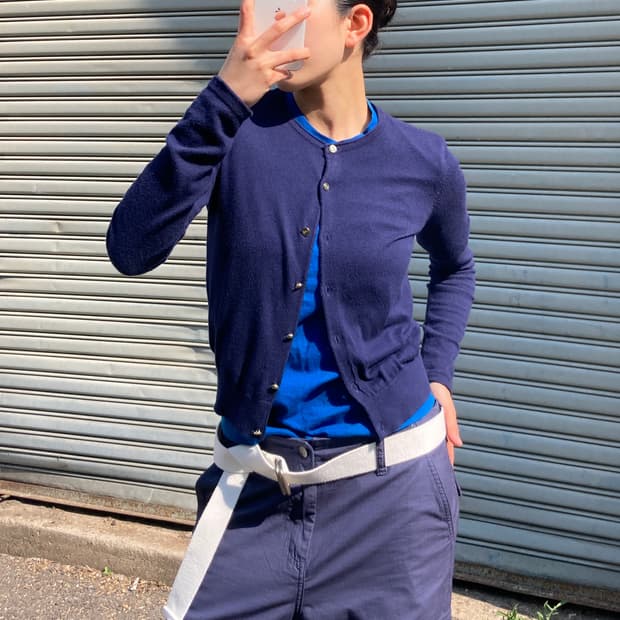 Lauren 네이비 금장 가디건