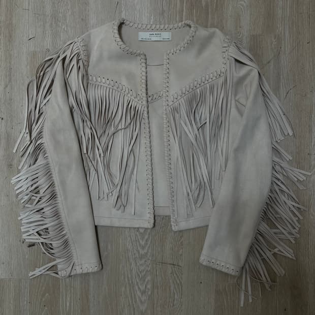 자라 베이직 프린지 크롭 스웨이드 자켓 S/90