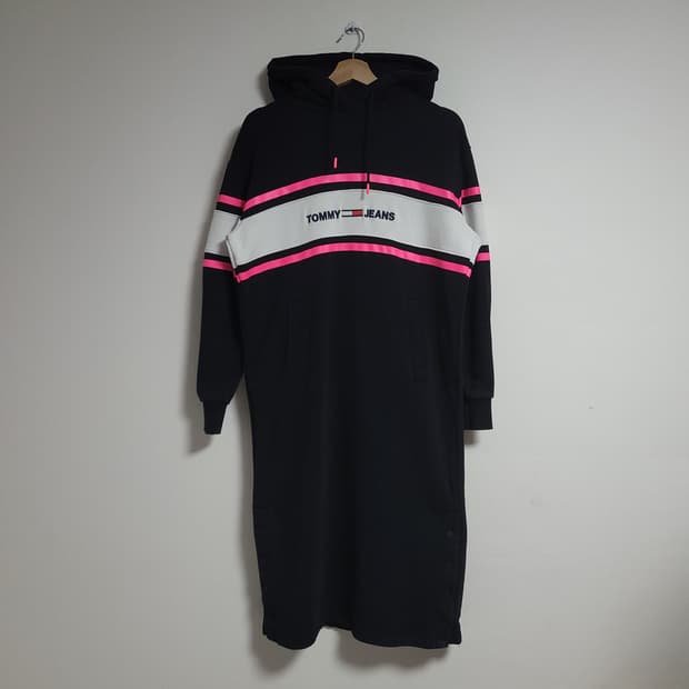 (S) TOMMY JEANS 타미진스 블랙 롱 후드 원피스
