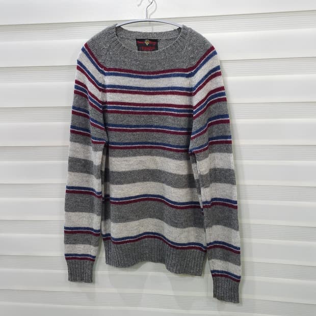 80s ROBERT BRUCE 스트라이프 니트 스웨터- M
