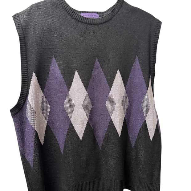 BESLOW argyle knit vest