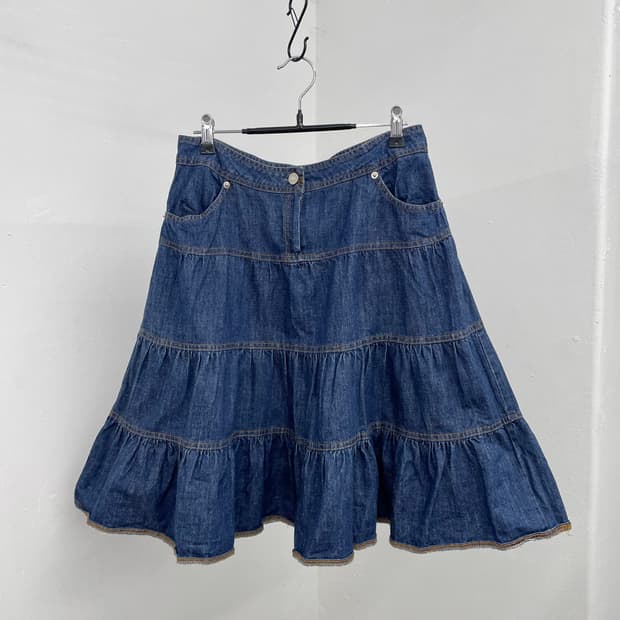 진청 데님 캉캉 스커트