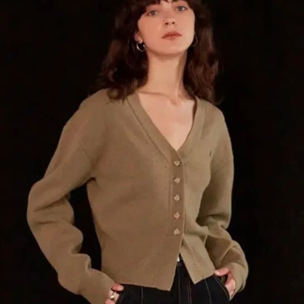 다이애그널 라운드 가디건 카키