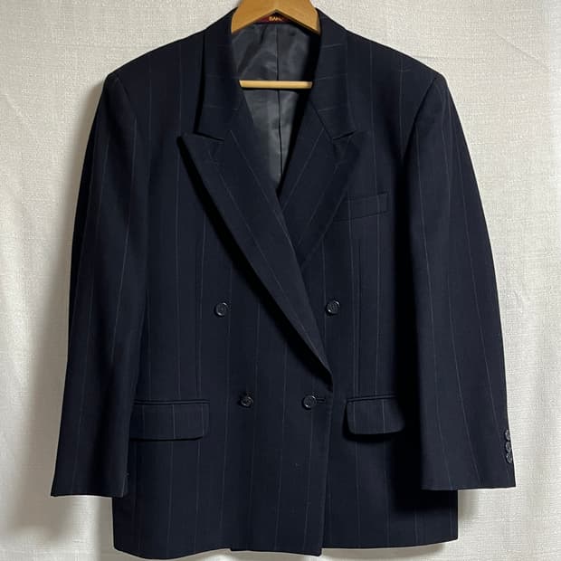 공용 BANDO 핀스트라이프 더블 브레스트 자켓 100
