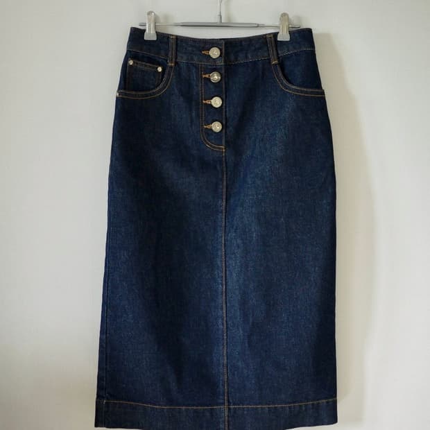 비비안 웨스트우드 오브 자수 데님 롱 스커트