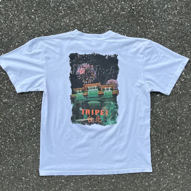 하드락 정품 타이페이 화이트 프린팅 반팔 티셔츠