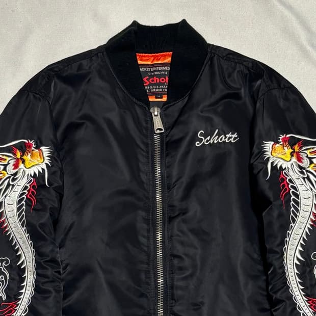 M 쇼트 X 앤더슨벨 드래곤 자수 ma-1 스카쟌 봄버 자켓