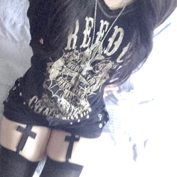 punk longsleeve 00s펑크 후드 고딕 십자가 롱슬리브 y2k