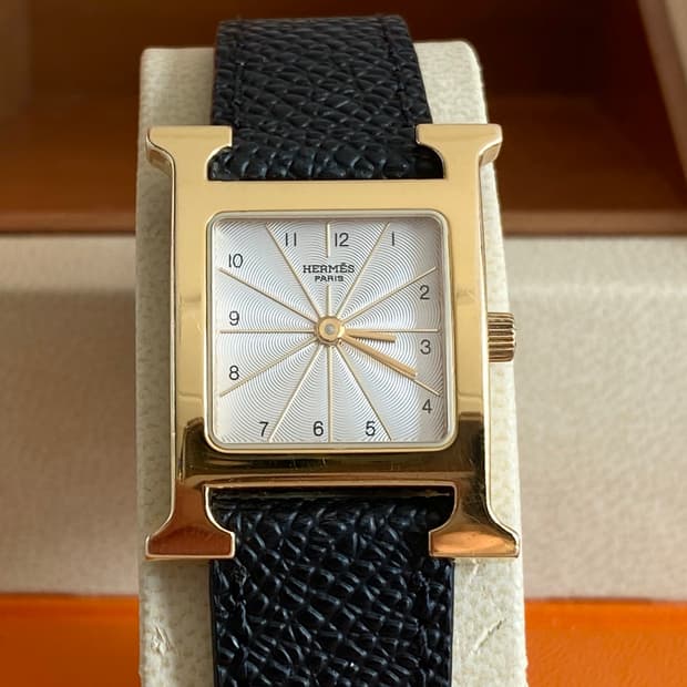 에르메스 H아워 1.201 금장 여성용 쿼츠 PM 스몰 사이즈