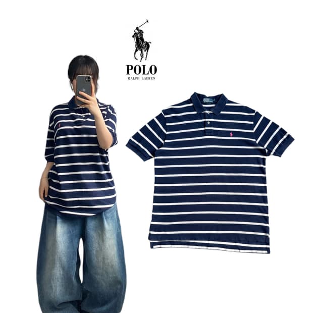 폴로 XL 포니 스트라이프 PK 카라 반팔 티셔츠