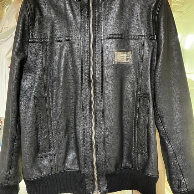 돌체앤가바나 블랙 가죽 봄버 자켓