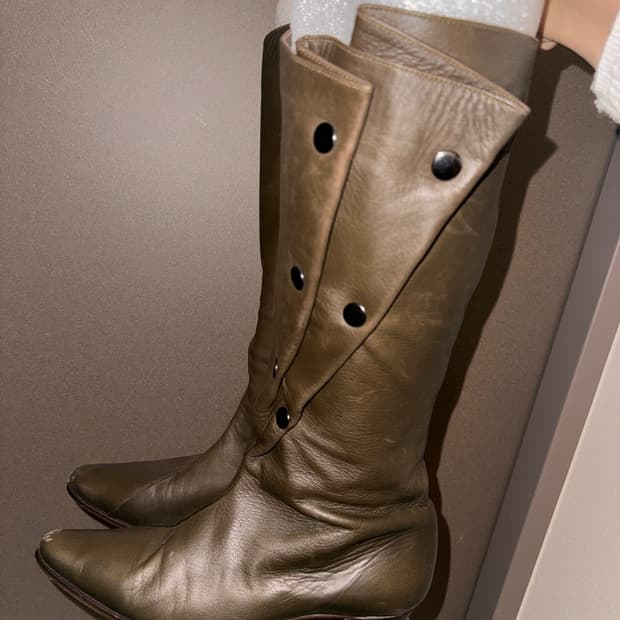 츠모리 치사토 가죽 롱 부츠 230