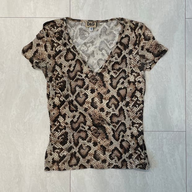 00‘s 돌체앤가바나 아카이브 스네이크 스킨 브이넥 탑
