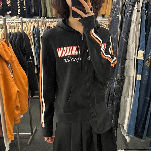 XL) 할리 할리데이비슨 레터링 후드집업 블랙