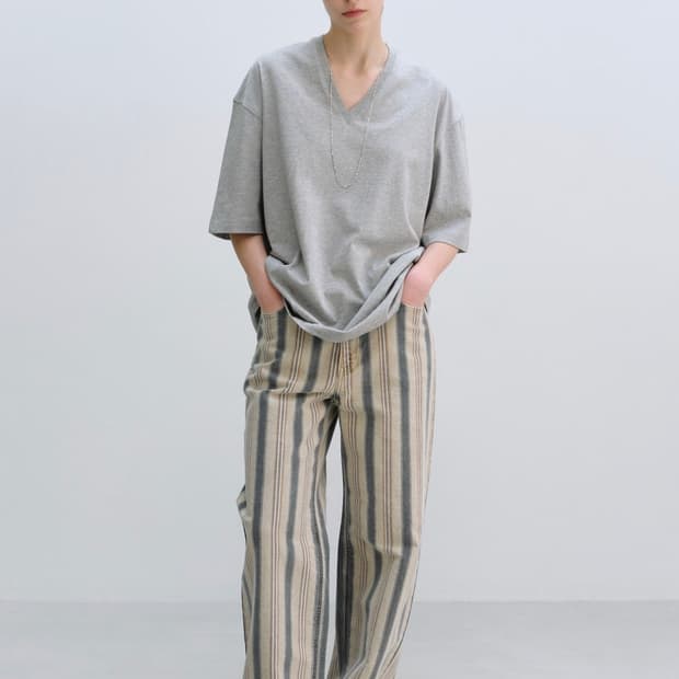 문달 스트라이프 팬츠 Granada Stripe Denim Beige