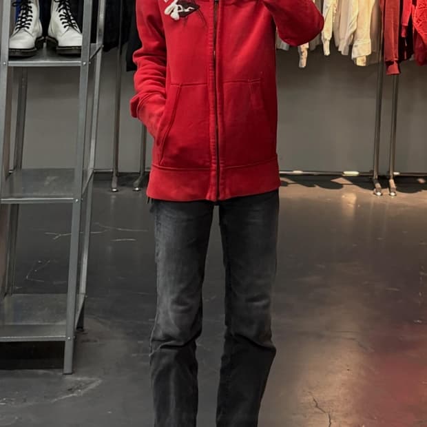 홀리스터 레드 스펠로고 후드집업 A3687