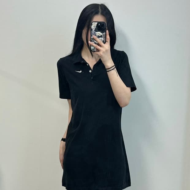 나이키 스우시 블랙 반팔 카라 원피스