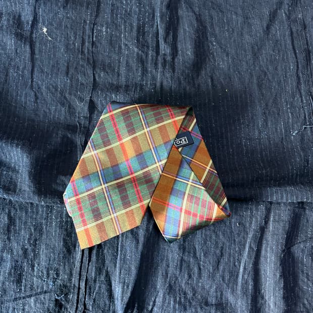 00‘s 폴로 랄프로렌 스트라이프 체크 패턴 실크타이