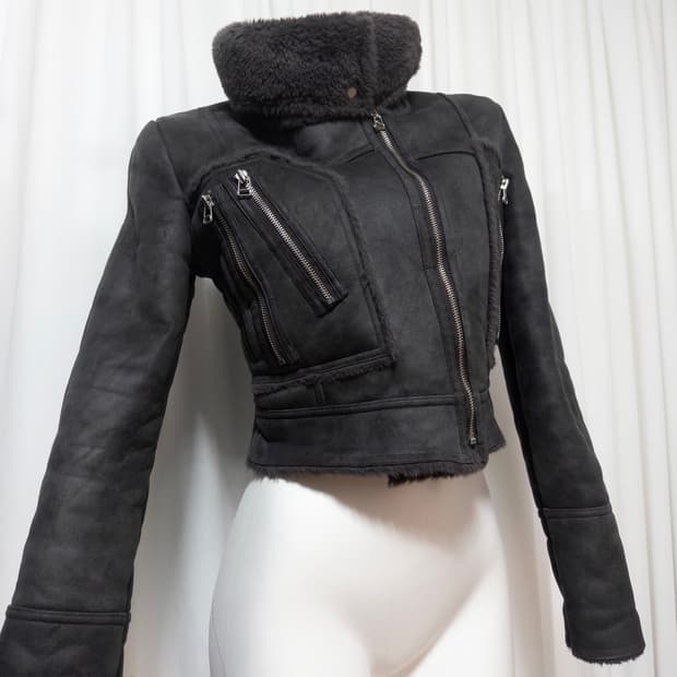 Grey fur shearling jacket