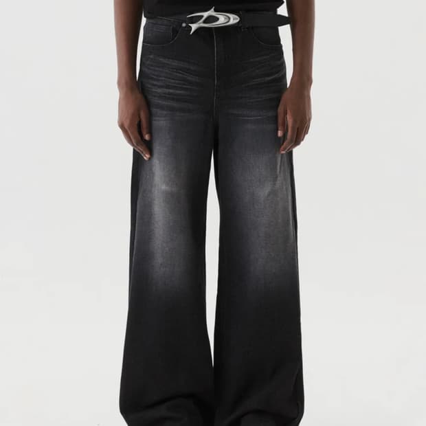 디앤에스알 와이드 플레어 데님 팬츠 블랙