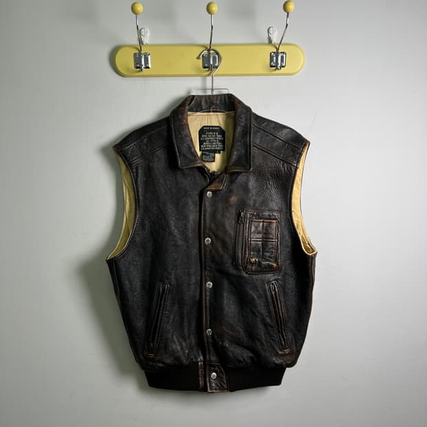 Avirex 아비렉스 B-9 레더 베스트 L