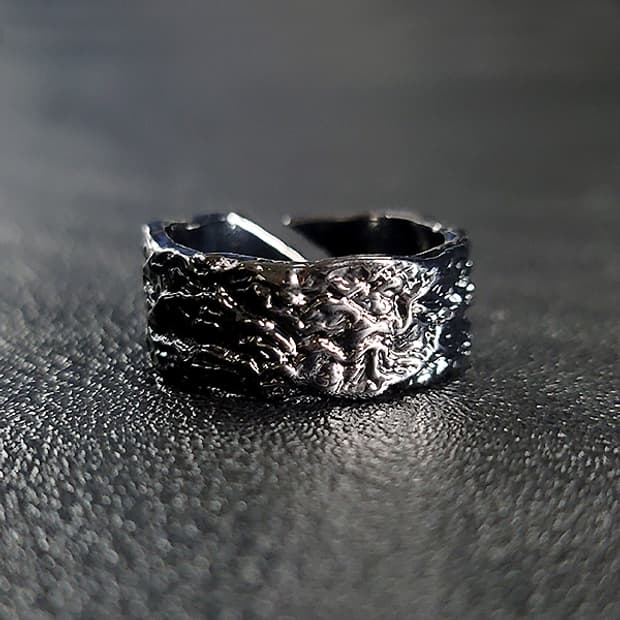 Heukjeon 백동 흑도금 남자 엔틱 빈티지 명품 고요 신성 금속 반지