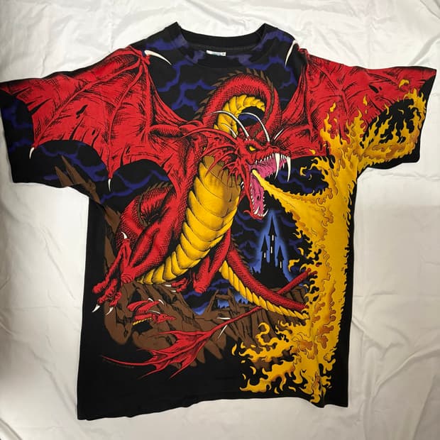 90s 리퀴드블루 드래곤 티셔츠 made in usa