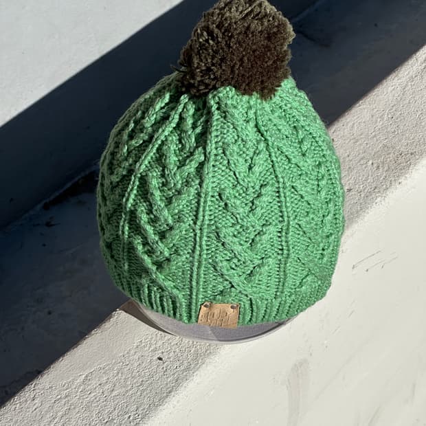 [S-M] 빈티지 케이블 니트 폼폼 비니 모자