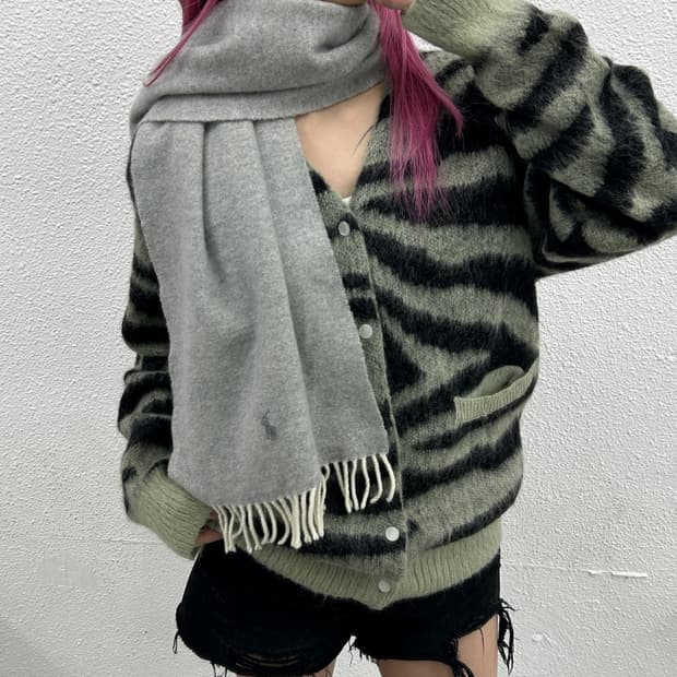 폴로 랄프로렌 네이비포니 연그레이 앙고라 머플러