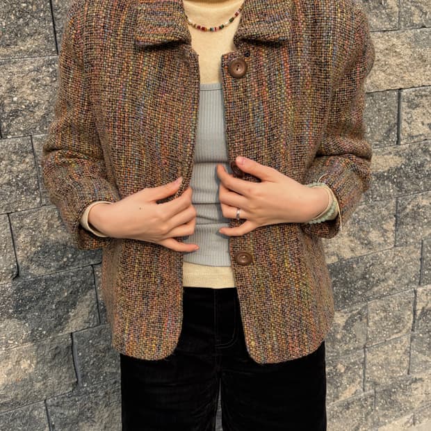 [울70%] 컬러믹스 빈티지 울 자켓 