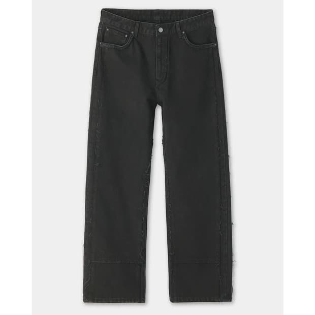 택포/A급) COOR 컷오프 패널드 데님 팬츠 블랙