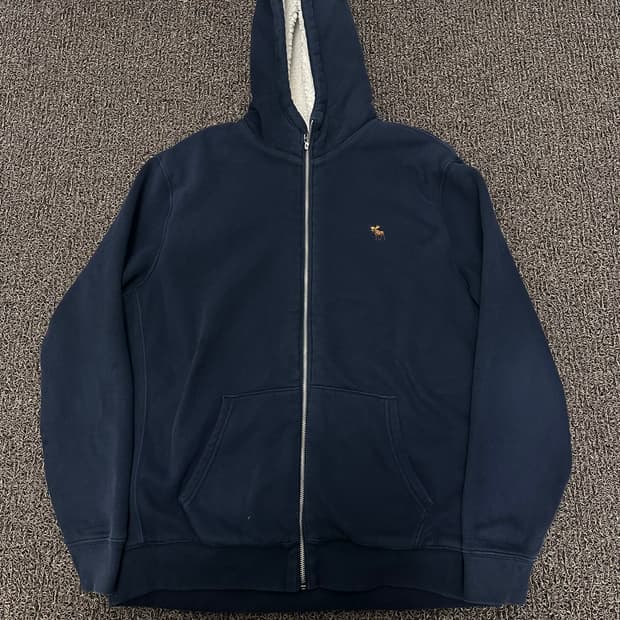 아베크롬비 뽀글이 털 후드집업 네이비 XL