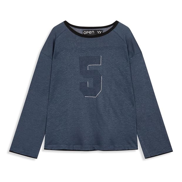 open yy OVERSIZED LINEN TEE, NAVY