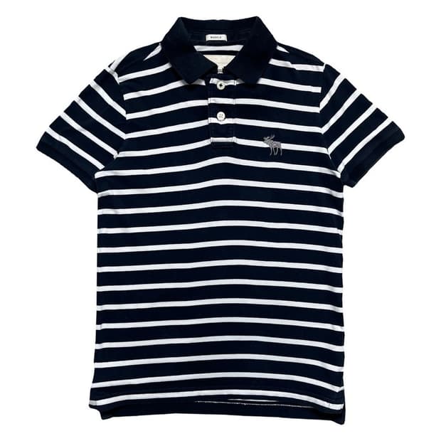  ABERCROMBIE & FITCH 스트라이프 카라티 네이비 S