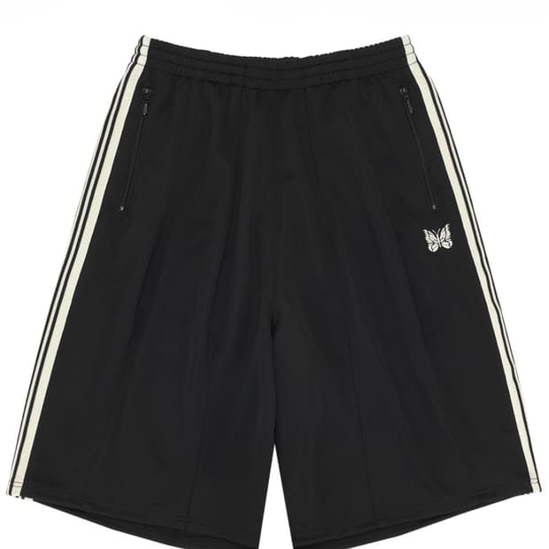 니들스 x LHP H.D. 트랙 팬츠 쇼츠 폴리 스무스 블랙 화이트