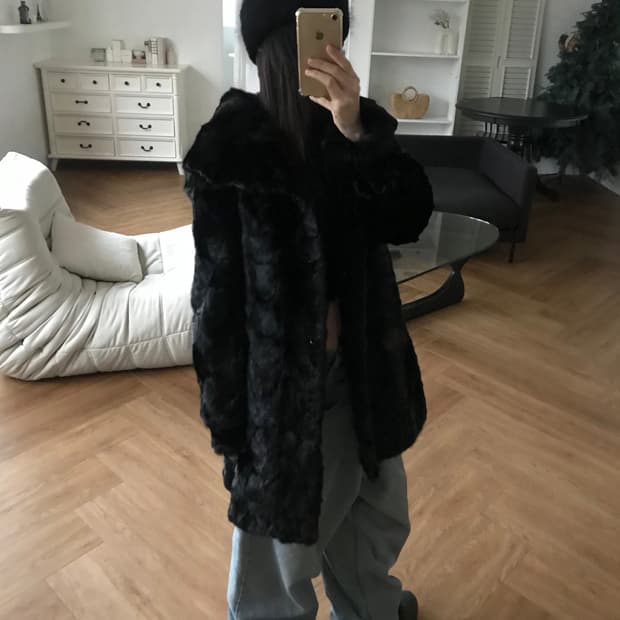 vintage black fur jacket