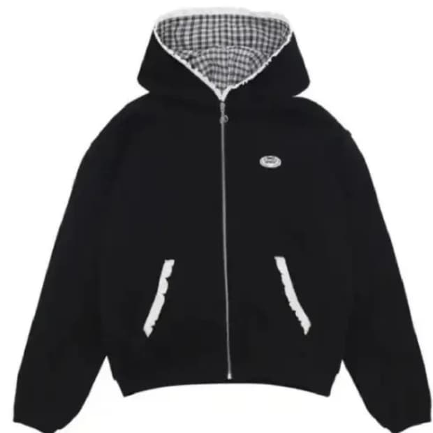 드라이로즈 빅 리본 후드집업 블랙