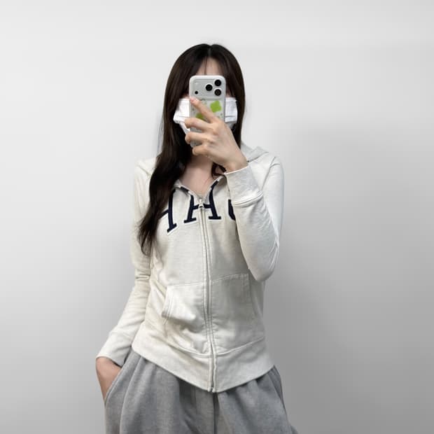 갭 Gap 스펠 로고 후드집업 라이트그레이