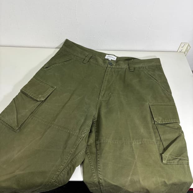 XL 에스피오나지 카키 와이드일자핏 코튼 카고팬츠