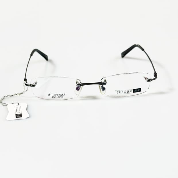 SEESUN 티타늄 무테 스퀘어 메탈 프레임 빈티지 안경