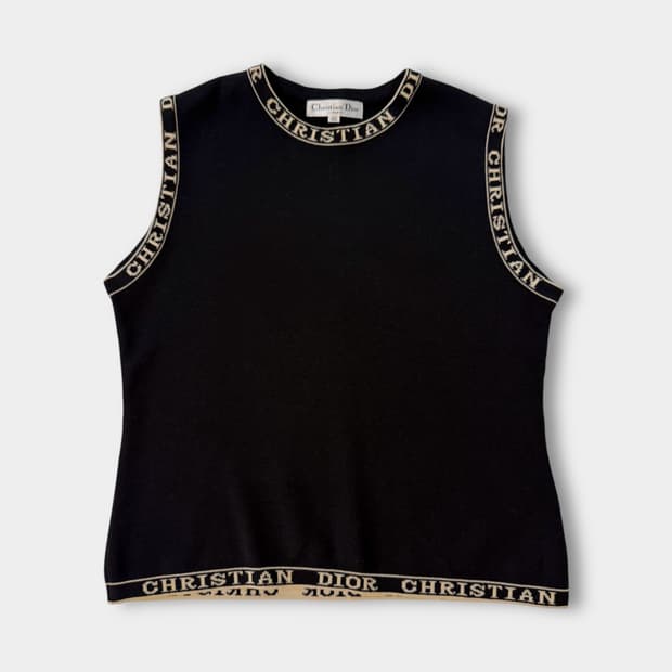 크리스찬 디올 루즈핏 90‘s 스펠로고 니트 베스트