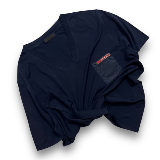 PRADA SPORT Navy V-NECK T-SHIRT